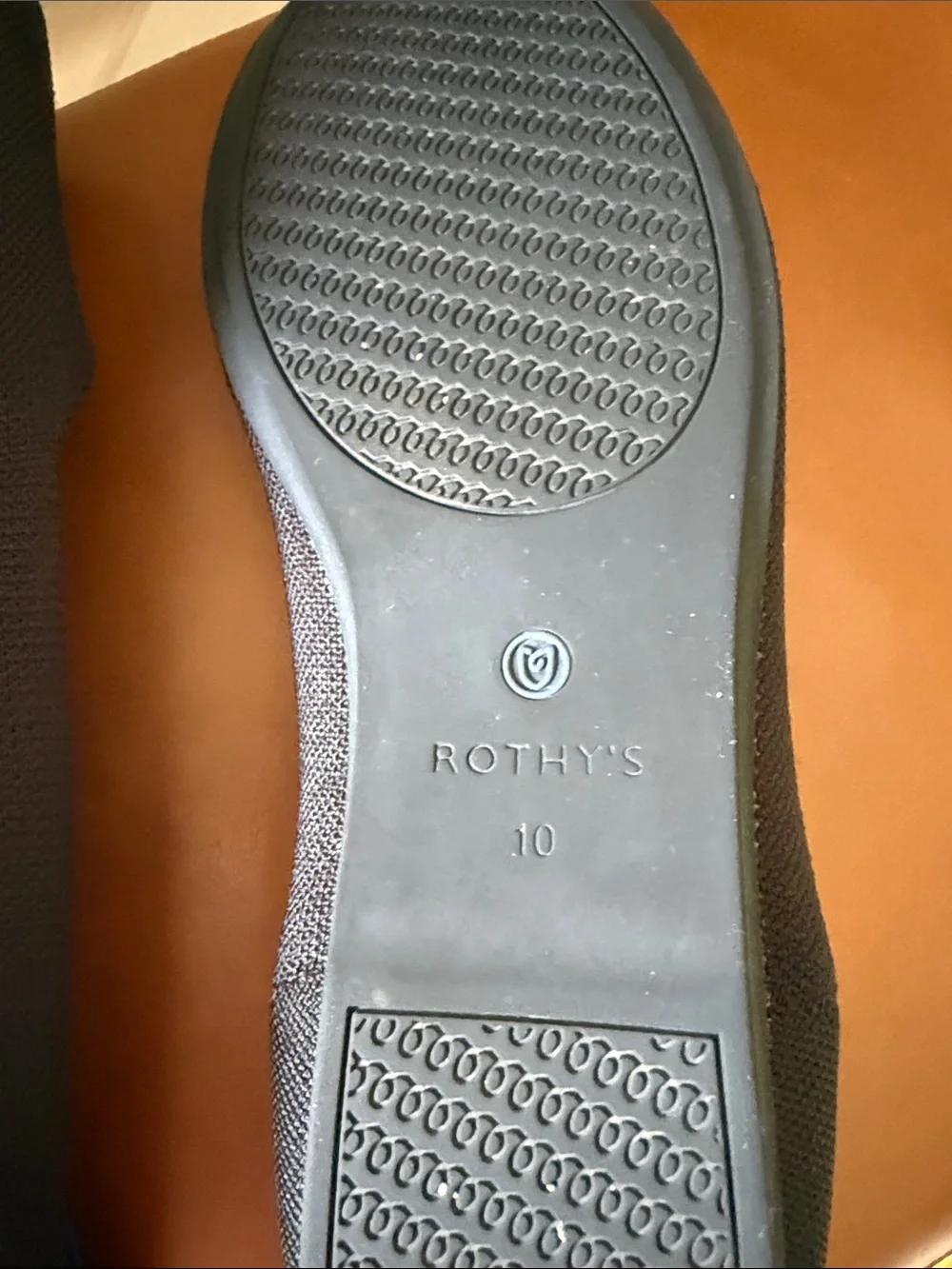 Rothy's Black Knit Slip-On Flats with Blue Trim